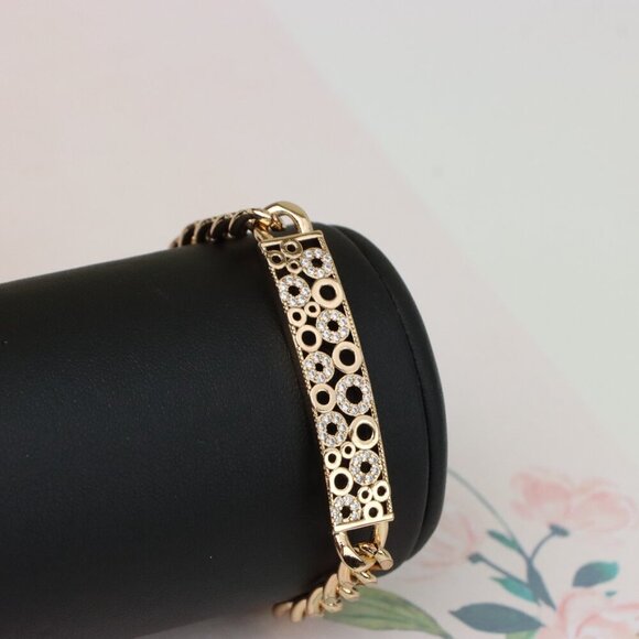 "Rose Gold Bracelet with Bubble Circle Design and Stone Accents, XPBL0932 - Picture 9 of 12